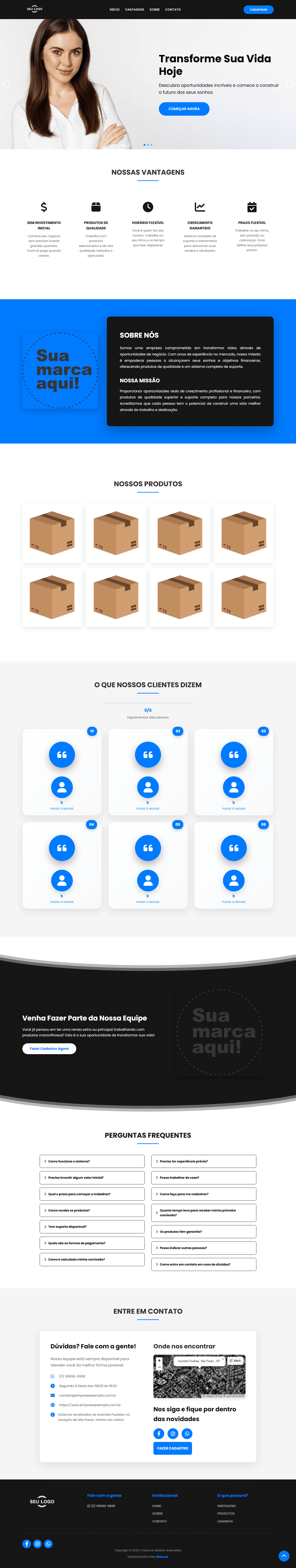 Prévia do site profissional no Ecossistema RBSlink.bio
